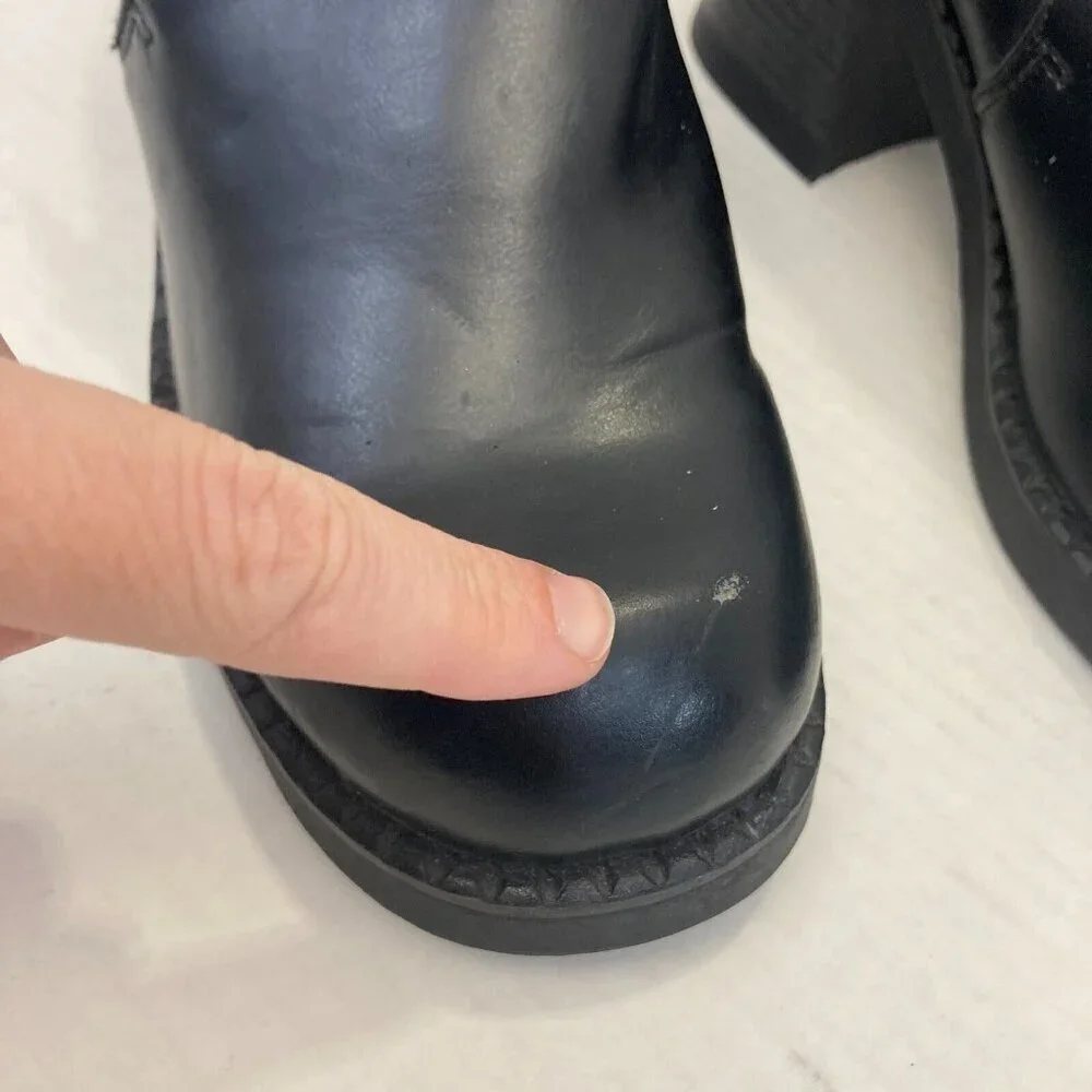 Vintage Chunky Heels Buckle Shoes Loafers Womens 9.5 Goth Punk Grunge Black‎ - Picture 7 of 16